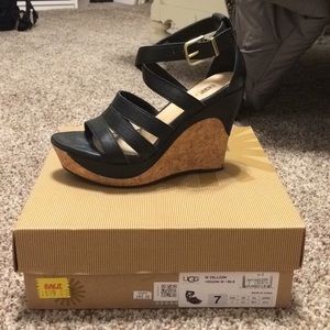 Sexy black and cork Ugg wedges
